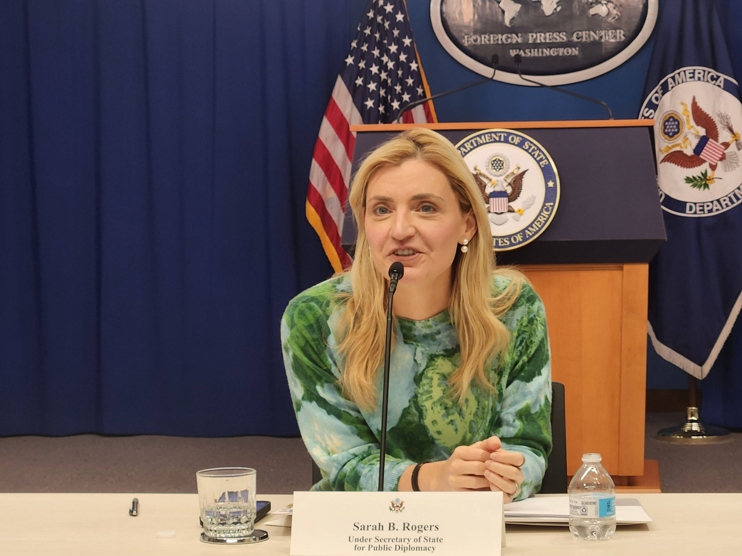 Sarah Rogers announced early 2026 a $500,000 funding to 'promote digital freedom', specifically to subsidize 'think tanks' aligned with the Trump administration priorities.