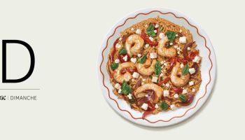 Shrimp Orzo with Tomatoes and Marinated Feta