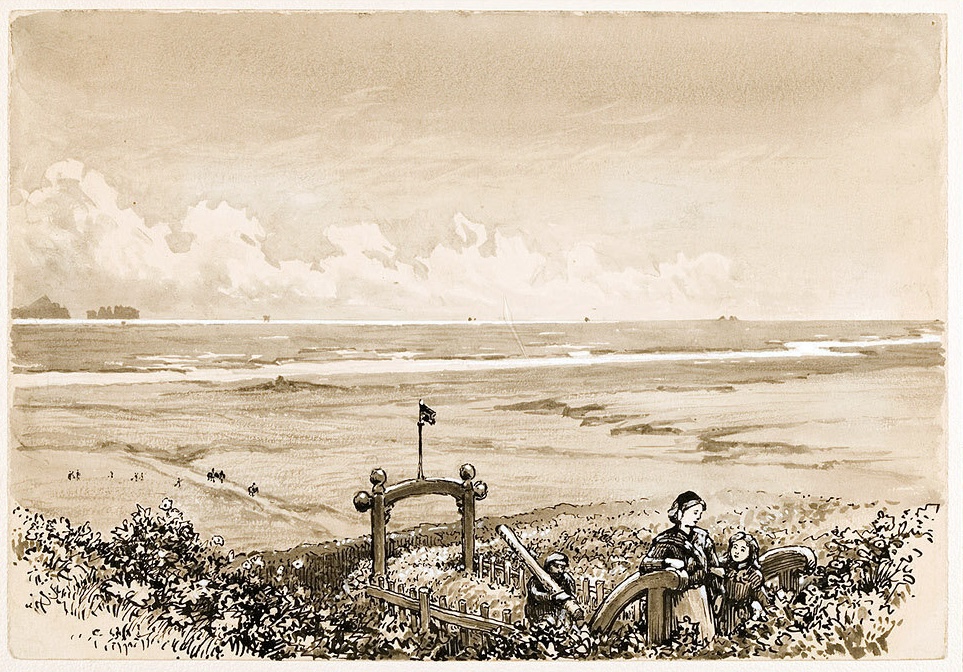 W.G. Collingwood : Vue depuis Breiðabólsstaður à Fljótshlíð. 3 août 1897. 17,5 x 25 cm.