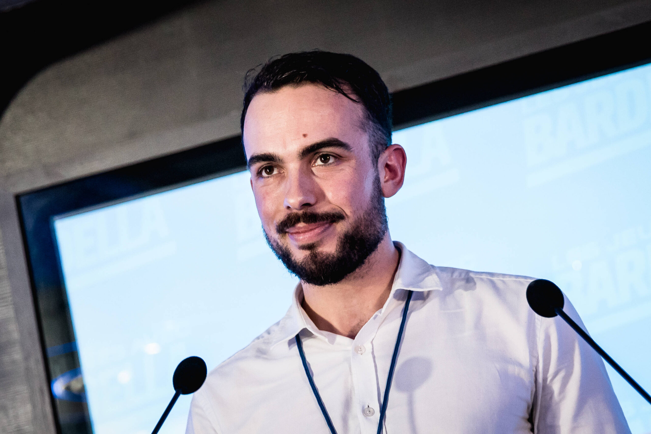Pierre-Romain Thionnet at the launch party of the movement 'Les Jeunes avec Bardella' on January 27, 2024.